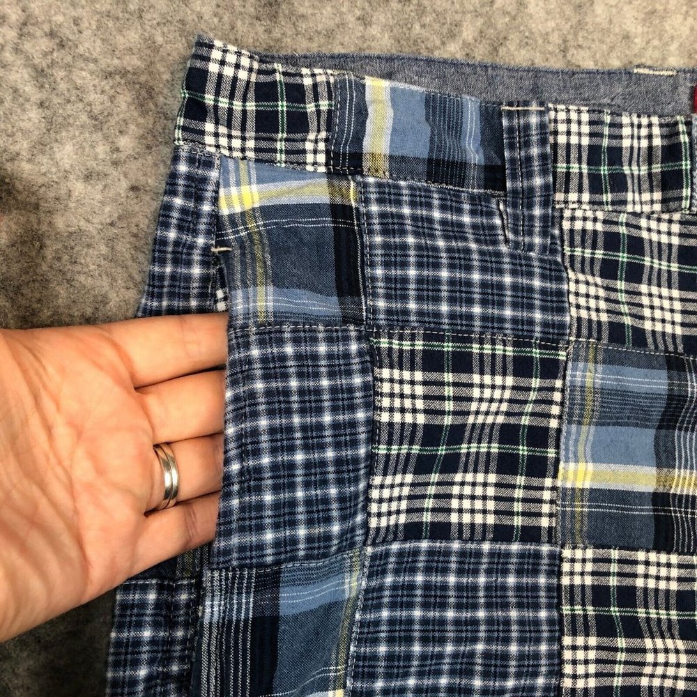 Chaps Shorts 36 Mens Blue Plaid Patchwork Quilted Casual Chino 10" 100 Cotton - Picture 2 of 9